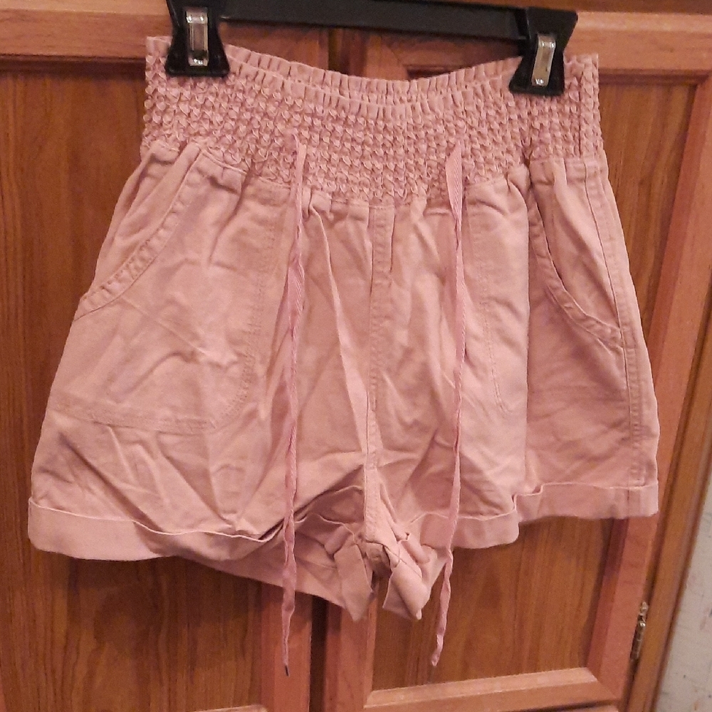 Women's Pink Smocked Shorts